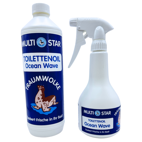 TRAUMWOLKE Toilettenoil (1L) “Ocean Wave” + Sprühflasche (leer)