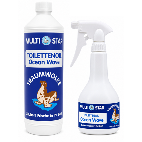 TRAUMWOLKE Toilettenoil (1L) “Ocean Wave” + Sprühflasche (leer)