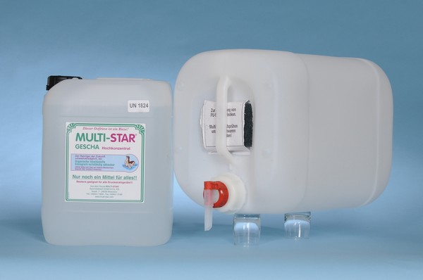 Reinigungs Hochkonzentrat, Multi Star Gescha, 10-Liter Gebinde + Mischkanister zum Verdünnen und Dosieren